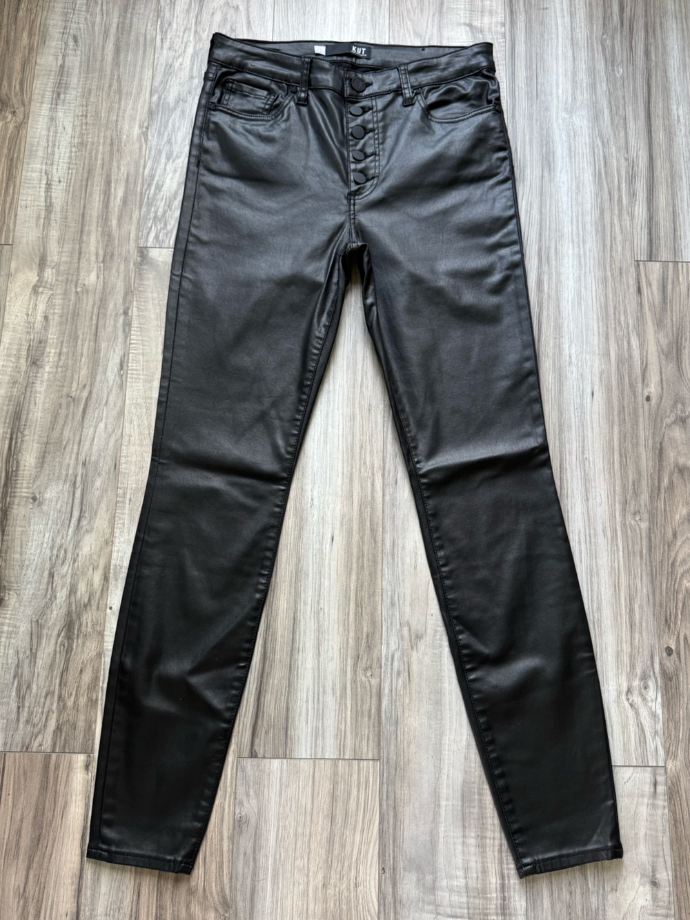 KUT from the Kloth Mia High Rise Black Skinny Coated Jeans